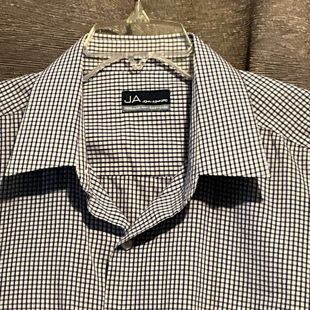John Ashford, men’s blue dress shirt, 17, -17, 1/2, 34-35